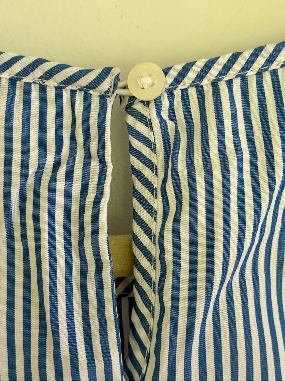 J Crew Striped Puff-Sleeve Blouse in Navy and White Sm